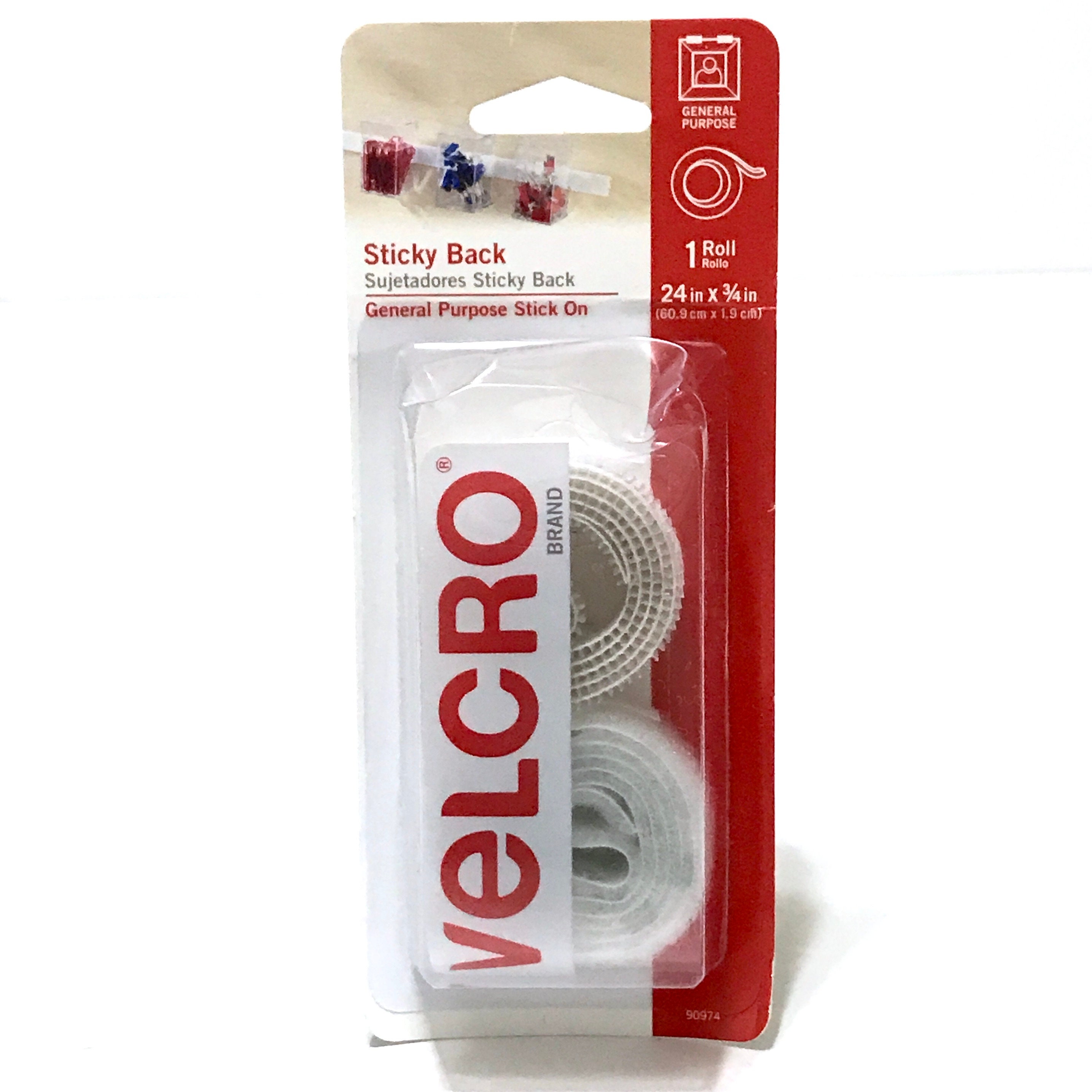 Velcro Sticky Back General Purpose 1 Roll 24 X .75 90974 Fasteners Tape