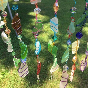 Sea Glass Suncatcher Gift For Home, Genuine Beach Glass Mobile, Real Sea Glass Sun Catcher, Colorful Beach Glass Mobile, Coastal Home Decor