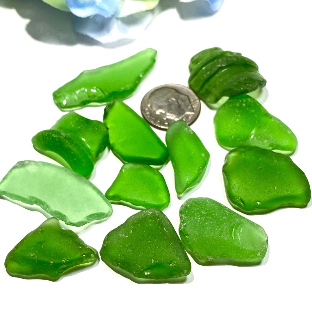 Genuine Beach Sea Glass, Genuine Sea Glass, Bulk Sea Glass, Green Beach
