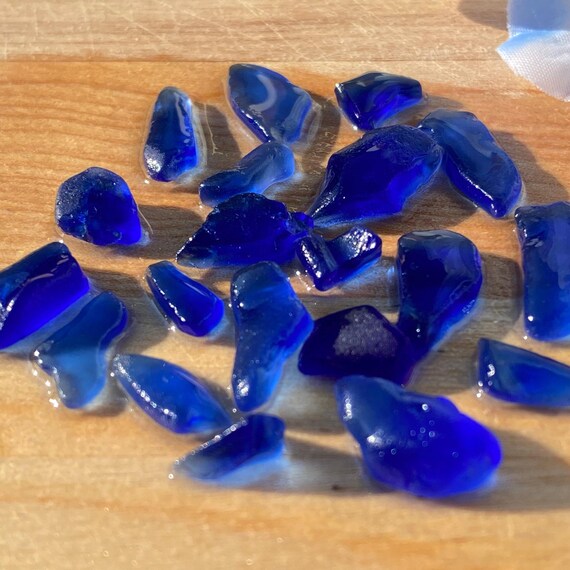 20 Big Pieces Sea Beach Glass - Cobalt Blue - 16-20mm - Bulk Lot For Jewelry Making