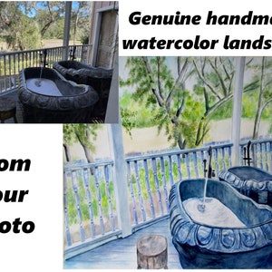 Custom Handmade watercolor landscape from photo.