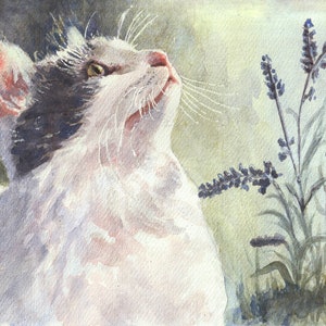 Kitten watercolor painting, cute kitty, tabby gray kitten, original cat painting, cat portrait, cat wall art painting, cat memorial gift