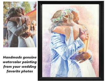 Custom wedding watercolor painting, portrait painting from photo, engagement proposal, anniversary gift, couple portrait painting