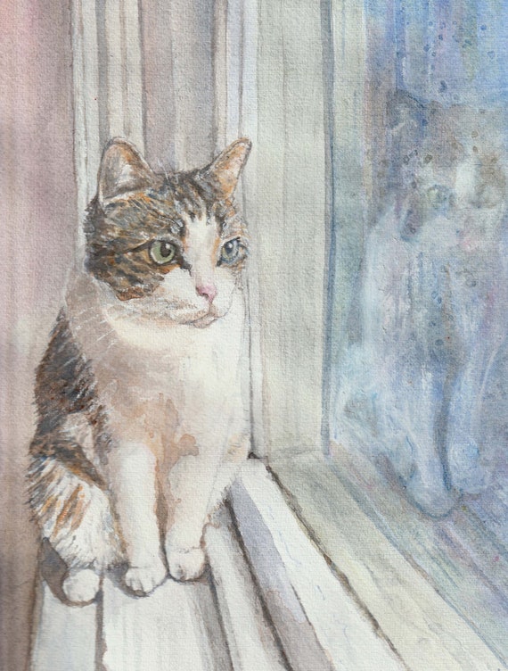 Gato cinza  Watercolor cat, Cat art, Watercolor pet portraits