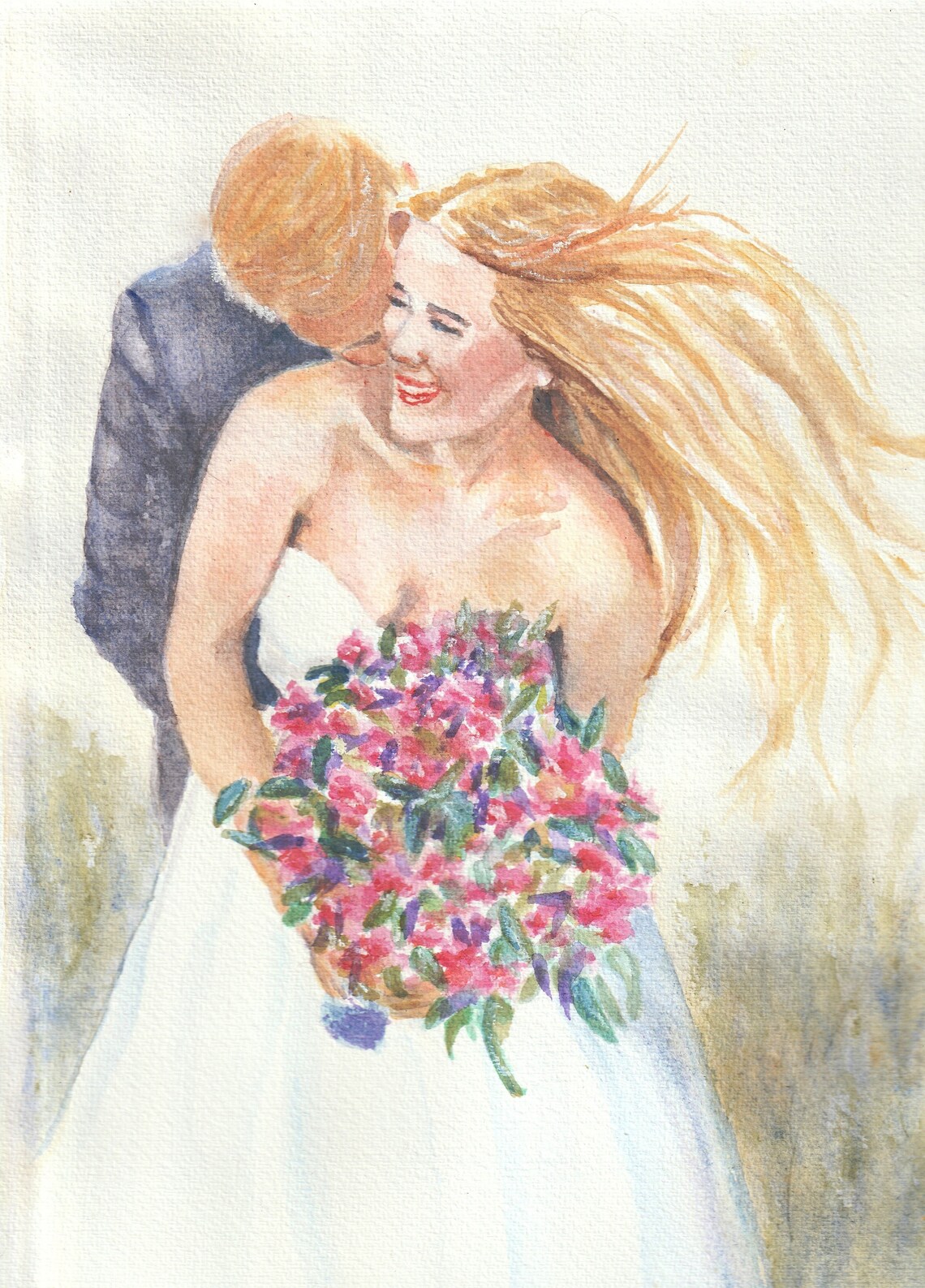 Custom Wedding Watercolor Painting Portrait Painted From | Etsy