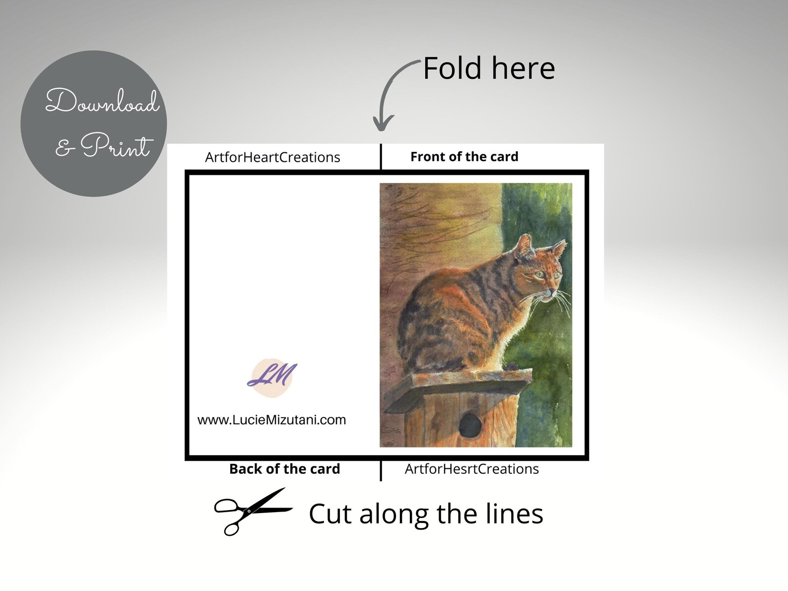 Printable Instant Download Cat Greeting Cards 2 Sets of 4 - Etsy