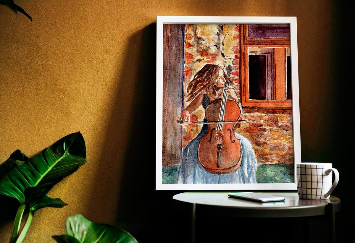 Sonho Arte Da Pintura A Óleo Agradável Novo Jogo Menina Cello Vermelho  Sinfônicas Pinturas Wall Decor Óleo Sobre Tela Wall Art Pictures 200826 De  $132,5