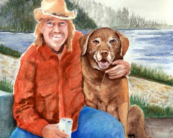 Custom  watercolor handmade portrait, a personalized memorial gift for anniversary, artwork composition from your photos
