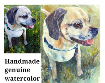 Custom watercolor dog portrait, custom painting from photo, dog owner gift, personalized dog art, pet portrait, dog memorial gift, wall art