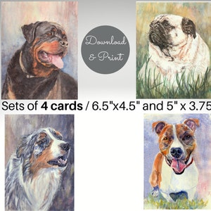 Printable Instant Download Dog Greeting Cards 2 Sets of 4 - Etsy