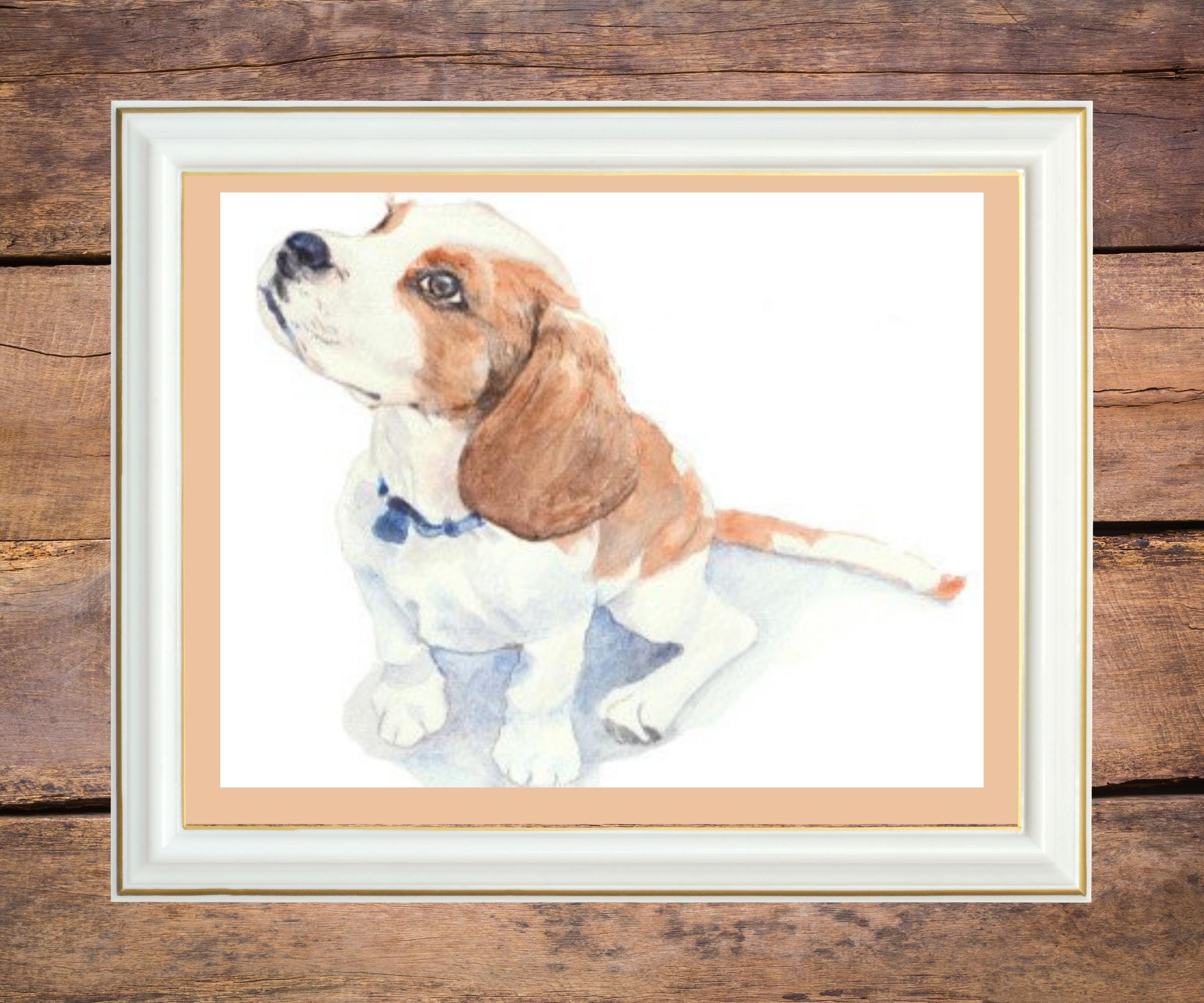 Handmade Beagle Puppy Watercolor Portrait: Dog Art Print - Etsy