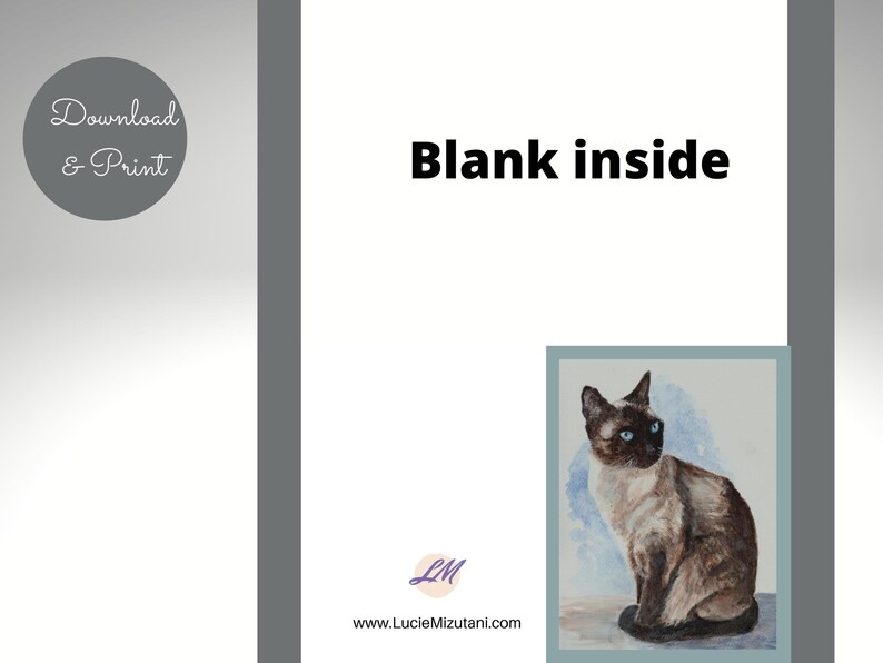 Printable Instant Download Cat Greeting Cards 2 Sets of 4 - Etsy