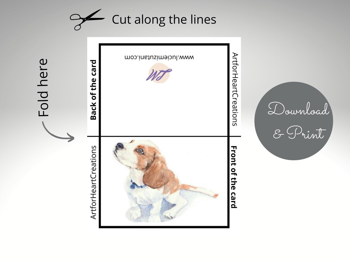 Printable Instant Download Dog Greeting Cards 2 Sets of 4 - Etsy