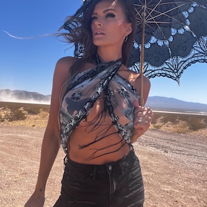 Ropa Burning Man para mujer, ropa de festival, top corto