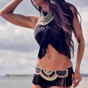 Ropa Burning Man para mujer, ropa de festival, top corto