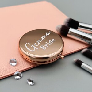 Gepersonaliseerd zakspiegelcadeau, cadeau bruidsmeisje, spiegelcadeau, compacte spiegel, voorstel bruidsmeisje, bruidsmeisje, roségoud, zilver, goud