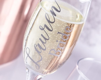 Personalised champagne flutes, Bridal party wine glasses, Bridal party gift, Bridesmaid glass, Maid of Honour, Mother of the Bride, Bridal
