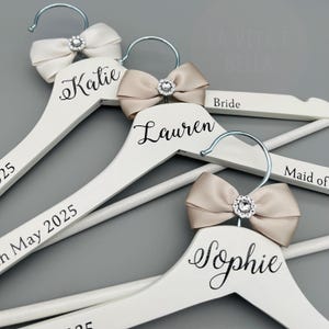 Personalised wedding hangers, Bridesmaid wedding hangers, Bridal party gift, Maid of Honour dress hanger, Wedding day hanger, Dress Hanger