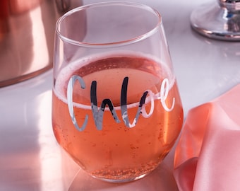 Personalised champagne flutes, Stemless wine glass, Stemless wine tumbler, wedding glass, Bridesmaid proposal gift box, Bridesmaid proposal