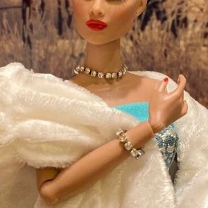 2mm Rhinestone Choker JEWELRY SET for Fashion Dolls, Barbie, Fashion Royalty, Tonner, Ficon, Sybarite, Modsdoll! So many colors!!