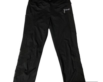 Guard Spandex Black Crop Mesh Sport Stripe Leggings / Marching Band / Winterguard / Colorguard / WGI / Flag / Rifle / Sabre / Dance /Gift