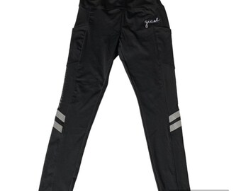 Guard Spandex Black Leggings Reflector Stripe & Mesh / Marching Band / Guard / Winterguard / WGI / Flag / Rifle / Sabre / Dance / DCI /Gift
