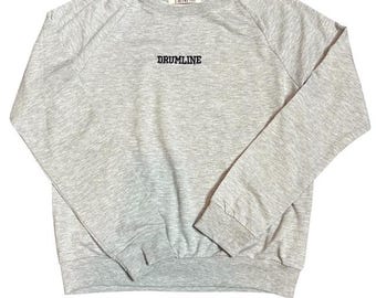Drumline Gray Crewneck Long Sleeve Embroidered Top / Snare / Quads / Tenors / Cymbals / Marching Band / DCI / WGI / Drum Corps / Gift