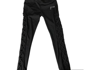 Guard Spandex Black Leggings Mesh Cut Out / Marching Band / Guard / Winterguard / WGI / Flag / Rifle / Sabre / Dance / DCI /Gift