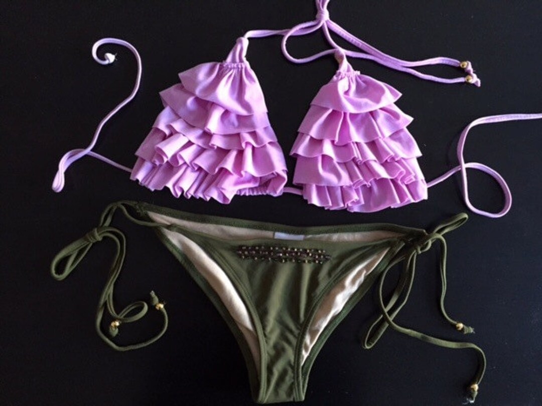 Women's Ruffle String Bikini - Etsy