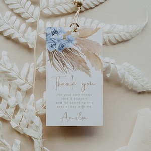 Sjabloon Pampas-cadeaulabel babyshower, bedanklabel babyshower, label babyshower, label boho, download, bewerkbare tekst, Templett