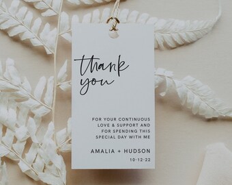 Boho Favor Tag Template, Black & White Wedding Thank You Tag, Bridal Tag, Modern Tag, DOWNLOAD, Editable Text, Printable, 43