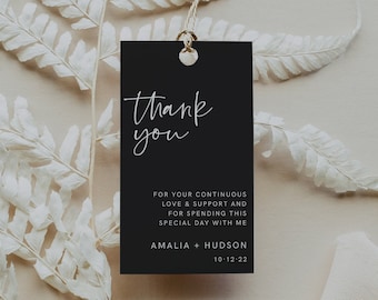 Black Favor Tag Template, Black & White Wedding Thank You Tag, Bridal Tag, Modern Tag, DOWNLOAD, Editable Text, Printable, Boho, 43