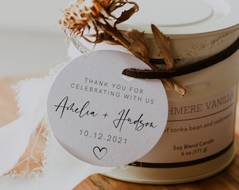 Wedding Favor Tag, Modern, Wedding Thank You Labels - Party Favor Labels - Custom Thank You Label, Download, Template, Editable, 003