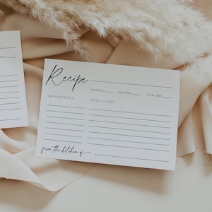 Receptkaart vrijgezellenfeest, minimalistische receptenkaart, receptkaart invoegen, elegante vrijgezellenfeest, afdrukbare receptkaartsjabloon, bewerkbaar, 89