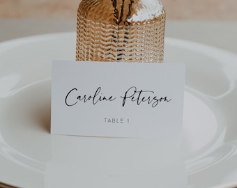 Modern Wedding Place Card Template, Printable Place Cards, Minimal Wedding Template, Calligraphy, INSTANT DOWNLOAD, Editable, Templett, 003