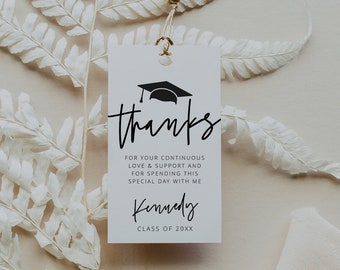 Graduation Favor Tag , Graduation Thank you Tag, Class of 2022, Graduate Hat Tag, Grad Party Favor Tags, High School College, Editable, 41