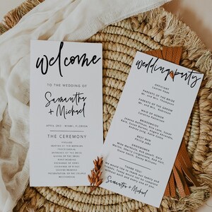 Modern Wedding Program Template, Minimalist Wedding Program, Minimal Wedding Program, Printable Program Wedding, Instant, Template, 41