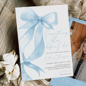 Something Blue Before I Do, Blue Bow Bridal Shower Invitation Template, Before I Do Blue Bow Bridal Shower Invite, Editable Blue Invite, 134