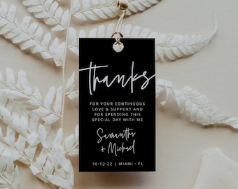 Modern Favor Tag Template,  Wedding Thank You Tag, Bridal Tag, Black Modern Tag, Minimal, DOWNLOAD, Editable Text, Printable, Templett, 41