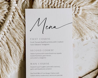 Modern Wedding Menu, Minimalist Wedding Menu, Wedding Menu, Rustic Wedding Menu, INSTANT DOWNLOAD, Templett, 89