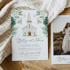 Kapellenhochzeit einladen Vorlage, bearbeitbare druckbare Hochzeitseinladung, eleganter kirchlicher Hochzeitsort Hochzeit einladen, 88