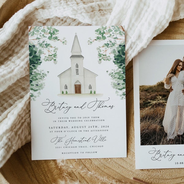 Chapel Wedding Invite Template, Editable Printable Wedding Venue Weeding Invitation, Elegant Church Wedding Venue Wedding Invite, 88