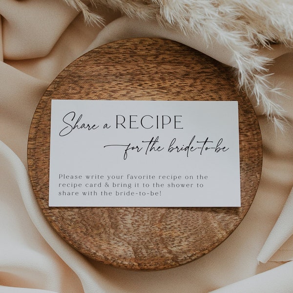 Minimalist Recipe Request Card Template, Bridal Shower Recipe Card Insert, Share a Recipe Request, Printable Instant Download, Editable, 89