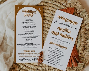 Retro Wedding Program Template, Retro Wedding Program, Groovy Wedding Program, Printable Program Celestial Wedding, Cooper, Instant,72