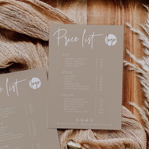 Modelo de lista de preços para pequenas empresas Boho, lista de preços para salões modernos, lista de preços para beleza, modelo de planilha de preços editável, lista de preços para spas, 41