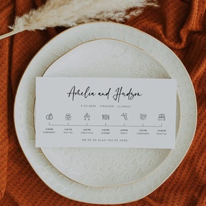 Minimalistische Hochzeit Timeline Vorlage, Hochzeit Timeline Karte, Event Timeline Karte, Hochzeit Icon Timeline Printable Sofort DIY, Willkommens Tasche