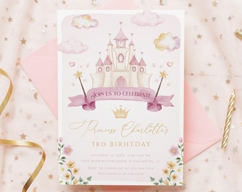 Princess Invitation, Princess Birthday Invitation Template, Princess party, Birthday Party, Girl Birthday Invitation, Crown Birthday, 105