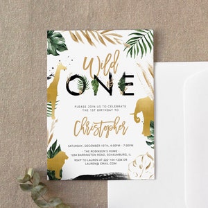 Wild One First Birthday Invitation Safari 1st Birthday Invitation Jungle Invitation, Instant Download, Printable, Template