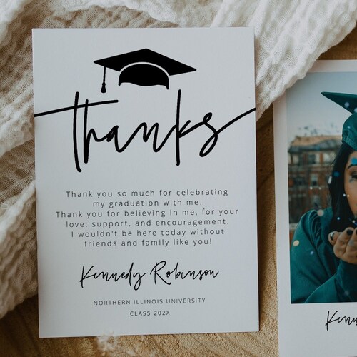 Graduation Thank You Card Graduation Thank You Class of Etsy