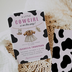 Cowgirl Baby Shower Invitation Template, A Little Cowgirl Baby Shower Invitation, West Baby, Rodeo Baby, Ranch, Western Baby, Editable, 111